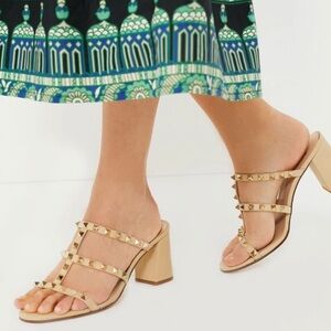 Tuckernuck Studded Beige Block Heel Sandals